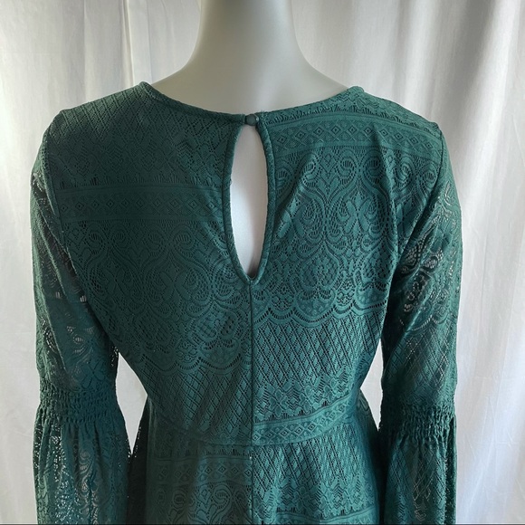 My Michelle Evergreen Lace Dress with Bell Sleeves - Picture 5 of 5